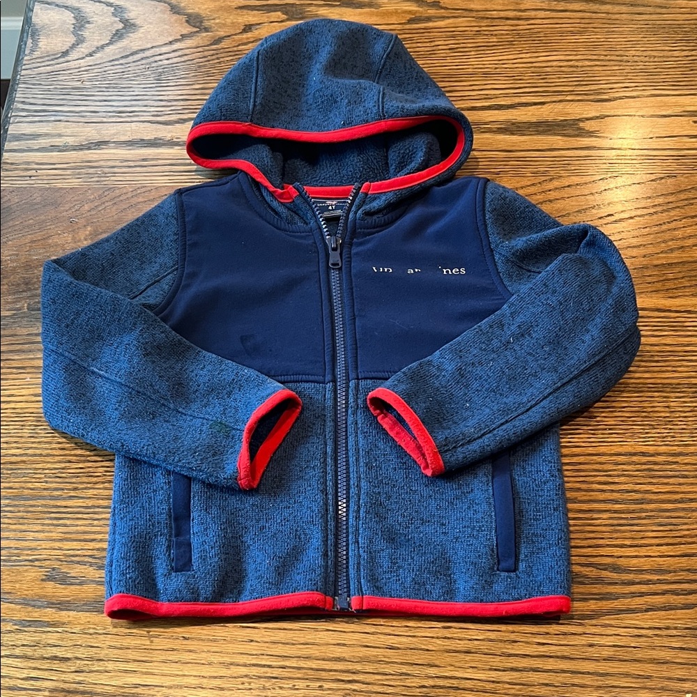 Vineyard Vines Kids Navy and Red Zip-Up Hoodie
